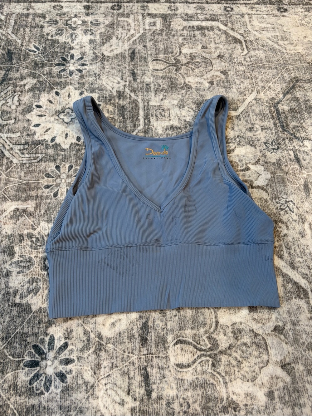 Dorado Resort wear stained Ribbed V-Neck Bra in Slate